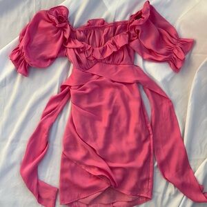 Hello Molly Pink Ruffle Mini Dress